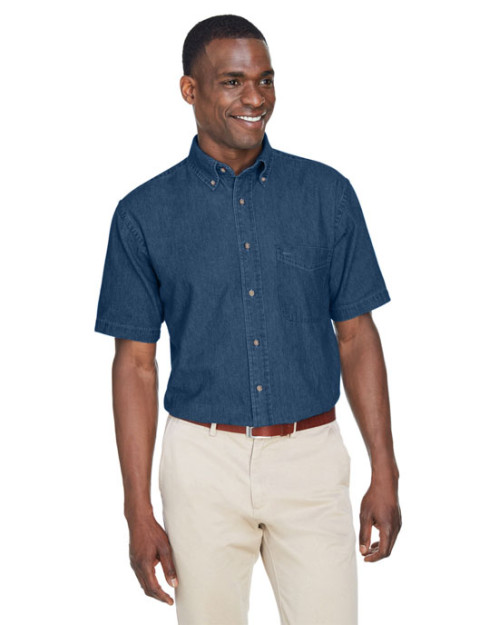 6,5 oz/vg2 Chemise pour homme en denim à manches courtes de Harriton 6,5 oz/vg2 Chemise pour homme en denim à manches courtes de Harriton